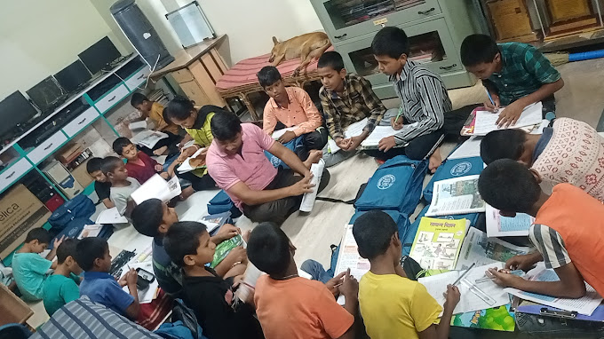 Children using new school supplies